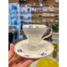 Mien Mavi Ayaklı 6 Kişilik Türk Kahvesi Fincanı