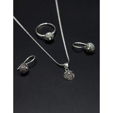 Midyat Nurtaş Gümüş Yöresel Sümerler Hasır Model Işlemeli Bayan Gümüş Kadın Üçlü Set 201025226