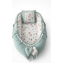 Jaju Baby Waffle Pike Kumaş Ceylan Tasarım Ponponlu Babynest