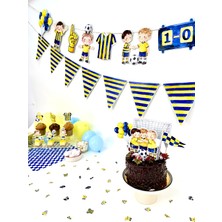 Fluparty Sarı - Lacivert - Futbol Temalı Üçgen Flama Banner