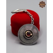 Midyat Nurtaş Gümüş Yakut Taşlı Ayyıldız 4 Sıra Model 925 Ayar Gümüş Oksitli Telkari Anahtarlık 201025152