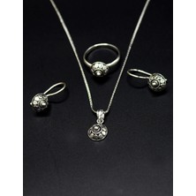 Midyat Nurtaş Gümüş Yöresel Hasır Işleme Bayan Gümüş Kadın Üçlü Set 201025216