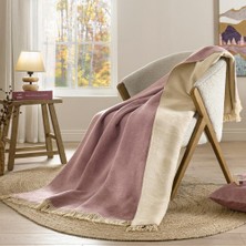 Özdilek Tek Kişilik Pamuk Battaniye Mürdüm-Bej