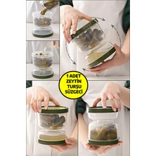 Feyza Design Şeffaf Kum Saati Süzgeçli Zeytinlik ve Turşuluk Saklama Kabı, 2 No