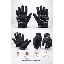 BelcoTech Uzun 3 Mevsim Korumalı Motosiklet Eldiveni Avuç içi Korumalı Dokunmatik Özelliği Yasaya Uygun Uzun Siyah Motor Eldiveni