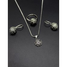 Midyat Nurtaş Gümüş Yöresel Kişniş Hasır Model Işlemeli Bayan Gümüş Kadın Üçlü Set 201025228