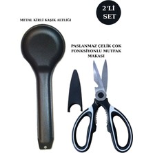 Feyza Design Pratik 2'li Mutfak Seti: Metal Kaşıklık ve Ultra Keskin Çok Fonksiyonlu Makas