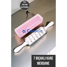 Feyza Design 7 Bıçaklı Kare Mantı Merdanesi ve Kesme Aparatı, Özel Kutuda