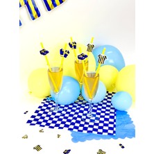 Fluparty Sarı - Lacivert - Futbol Temalı Figürlü Pipetler