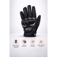 BelcoTech Uzun 3 Mevsim Korumalı Motosiklet Eldiveni Avuç içi Korumalı Dokunmatik Özelliği Yasaya Uygun Uzun Siyah Motor Eldiveni