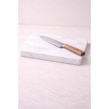 Feyza Design 20X30 cm Doğal Beyaz Mermer Kesme ve Sunum Tahtası, Şık ve Dayanıklı