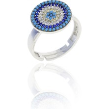 Midyat Nurtaş Gümüş Nazar Boncuğu Tasarım Firuze Zirkon Taşlı Kadın Yüzük (M) 201025066