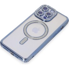 isiltikidsmoda Newface iPhone 15 Pro Kılıf Joke Simli Magneticsafe Kılıf - Mavi
