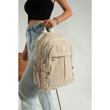 Nemo Bags Krem Unisex Sırt Çantası, Laptop ve Seyahat Okul Çantası, Orjinal Crinkle Kumaş, 20 LT,40X30CM