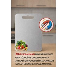 Feyza Design Paslanmaz Çelik Kesme Tahtası, Sertifikalı, Orta Boy, 1 mm Kalınlık