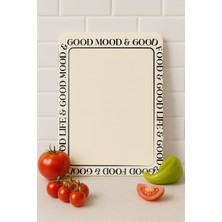 Feyza Design Oval Cam Kesme ve Sunum Tabağı, 20X30 Cm, Good Mood Desen