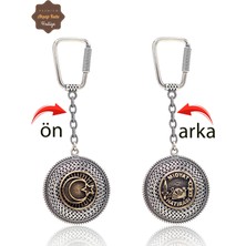 Midyat Nurtaş Gümüş Ayyıldız ve Midyat Hatırası Çift Taraflı Oksitli Gümüş Telkari Anahtarlık 201025168