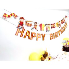 Fluparty Sarı - Kırmızı - Futbol Temalı “Happy Birthday” Yazı Banner