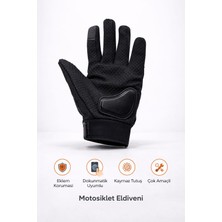 BelcoTech  Uzun 3 Mevsim Korumalı Motosiklet Eldiveni Avuç içi Korumalı Dokunmatik Özelliği Yasaya Uygun Uzun Siyah Motor Eldiven Kemik Motorcu Eldiveni
