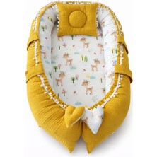 Jaju Baby Hardal Waffle Pike Kumaş Ceylan Tasarım Ponponlu Babynest