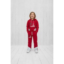 Black Steel Baskılı Varak Garnili Kapşonlu Kız Çocuk Eşofman Takımı