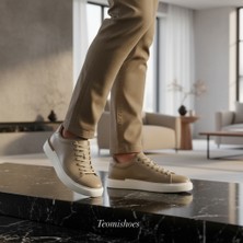 Sütlü Kahverengi Erkek Sneaker Ayakkabı ( Beyaz Taban )