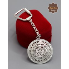 Midyat Nurtaş Gümüş Karo Desenli Model 925 Ayar Gümüş Telkari Anahtarlık 201025143