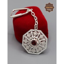 Midyat Nurtaş Gümüş Yakut Taşlı Tuğra Model 925 Ayar Gümüş Telkari Anahtarlık 201025147