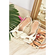 Fox Shoes Bej Saten Kurdele Detaylı Kadın Topuklu Ayakkabı K749384904
