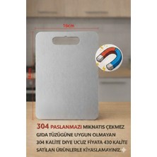 Feyza Design Paslanmaz Çelik Kesme Tahtası, 24X16CM, Sağlıklı ve Dayanıklı Kullanım