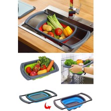 Feyza Design Katlanabilir Silikon Sebze Süzgeci, Ayarlanabilir, Pratik ve Kullanışlı