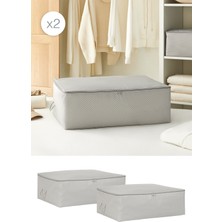 Ocean Home Textile 2 Adet Büyük Boy Gri Balıksırtı Baza Altı Yastık Yorgan Kazak Hurcu 62 x 46 x 22 cm