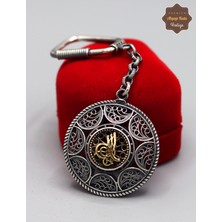 Midyat Nurtaş Gümüş Tuğra Model 925 Ayar Gümüş Oksitli Telkari Anahtarlık 201025155