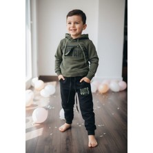 Black Steel Fermuar Detaylı Baskılı Çocuk Eşofman Takımı