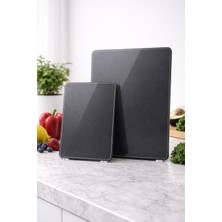 Feyza Design Çift Cam Kesme Tahtası Seti, 20X30 ve 25X35 Cm, Kaymaz ve Hijyenik