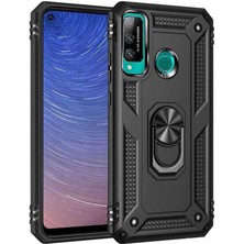 isiltikidsmoda Newface Huawei P40 Lite E Kılıf Sofya Yüzüklü Silikon Kapak - Siyah