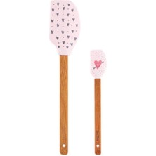 Feyza Design Pembe Kalp Desenli Silikon Spatula Çift Seti, Mutfak Şıklığı ve Fonksiyonelliği