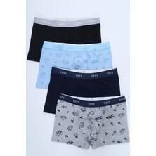 Toontoy Erkek Çocuk Baskılı Pamuklu Lastikli Boxer - 4'lü Paket