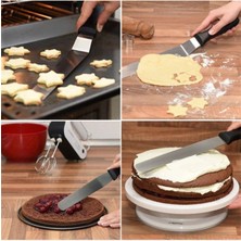 Feyza Design 20 cm Oval Uçlu Eğik Pasta Spatulası, Beyaz, Yüksek Kalite