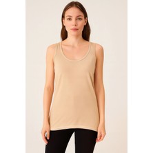 Q-En Kalın Askılı Kadın Bambu Atlet – Nefes Alan Dikişsiz ve Esnek Kumaş