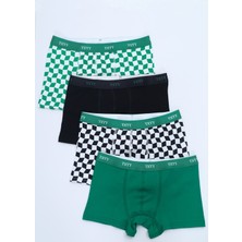 Toontoy Erkek Çocuk Pamuklu Lastikli Boxer - 4'lü PAKET-TK24826