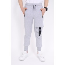 Toontoy Erkek Çocuk Beli Paçası Ribanalı Fermuar Cepli Basic Jogger Eşofman Altı - Kargo Cep & 2 Iplik