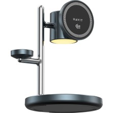 Havit W3113 Qi2.2 25W Hızlı Wireless Şarj Standı, LED Aydınlatmalı, 3'ü 1 Arada