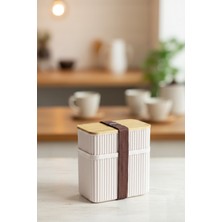 Royal Gross 2’li Set Bambu Kapaklı Sızdırmaz Erzak Saklama Kabı - 1+0,5 Lt Mutfak Organizeri Bakliyat Seti