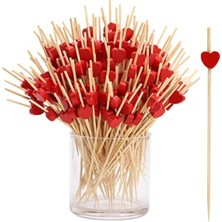 Feyza Design Kırmızı Kalp Kürdan 50 Adet, Yılbaşı Cupcake ve Pasta Süsü, Sunum Şekeri