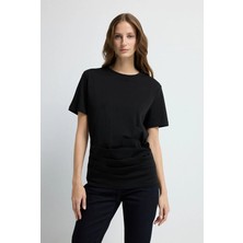 adL Büzgülü T-shirt Siyah 17546098000