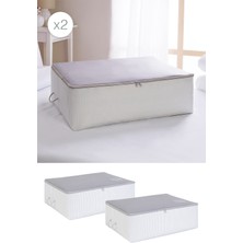 Ocean Home Textile 2 Adet Büyük Boy Gri Çizgili Baza Altı Yastık Yorgan Kazak Hurcu 62 x 46 x 22 cm