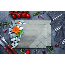 Feyza Design Renkli Desenli Cam Kesme ve Sunum Tahtası Takımı 20X30 ve 25X35 cm