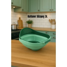 Feyza Design Katlanabilir Çok Amaçlı Yıkama Süzgeci, 3 Litre, Pratik ve Kullanışlı