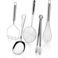 Feyza Design 5 Parça Çelik Mutfak Servis Seti, Dayanıklı ve Şık Tasarım